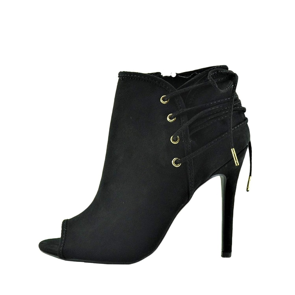 Qupid Ara 277 Women's Peep-Toe Zip Laced Ankle Boo